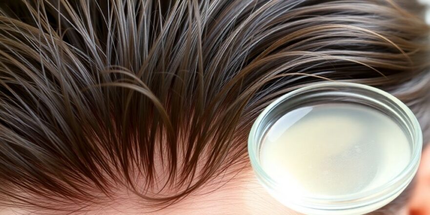 Onion juice promoting thick hair growth on a scalp.