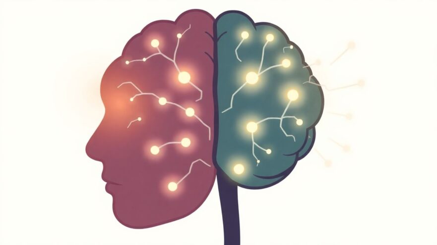 Brain with anxiety and calm auras